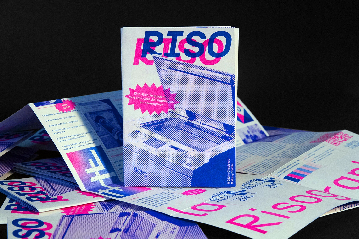 Fanzine sur l'impression en risographie, Riso-Riso, réalisé en Partenariat avec l'atelier de Risographie parisien Quintal, 2021-2022