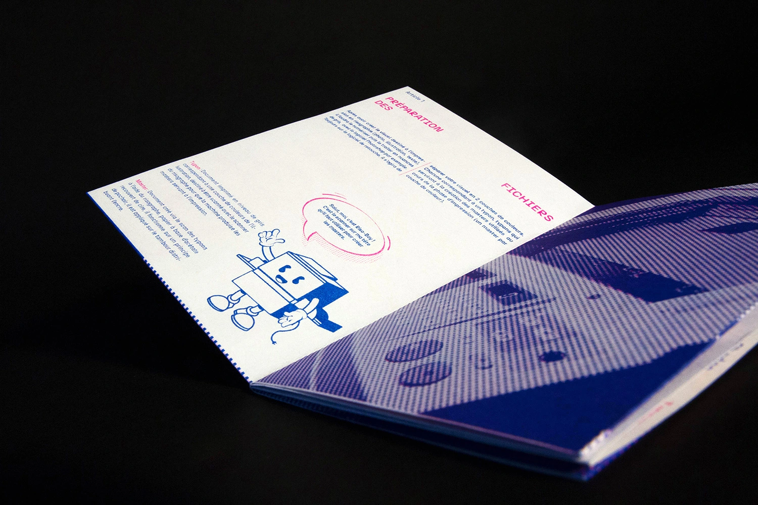 Fanzine sur l'impression en risographie, Riso-Riso, réalisé en Partenariat avec l'atelier de Risographie parisien Quintal, 2021-2022