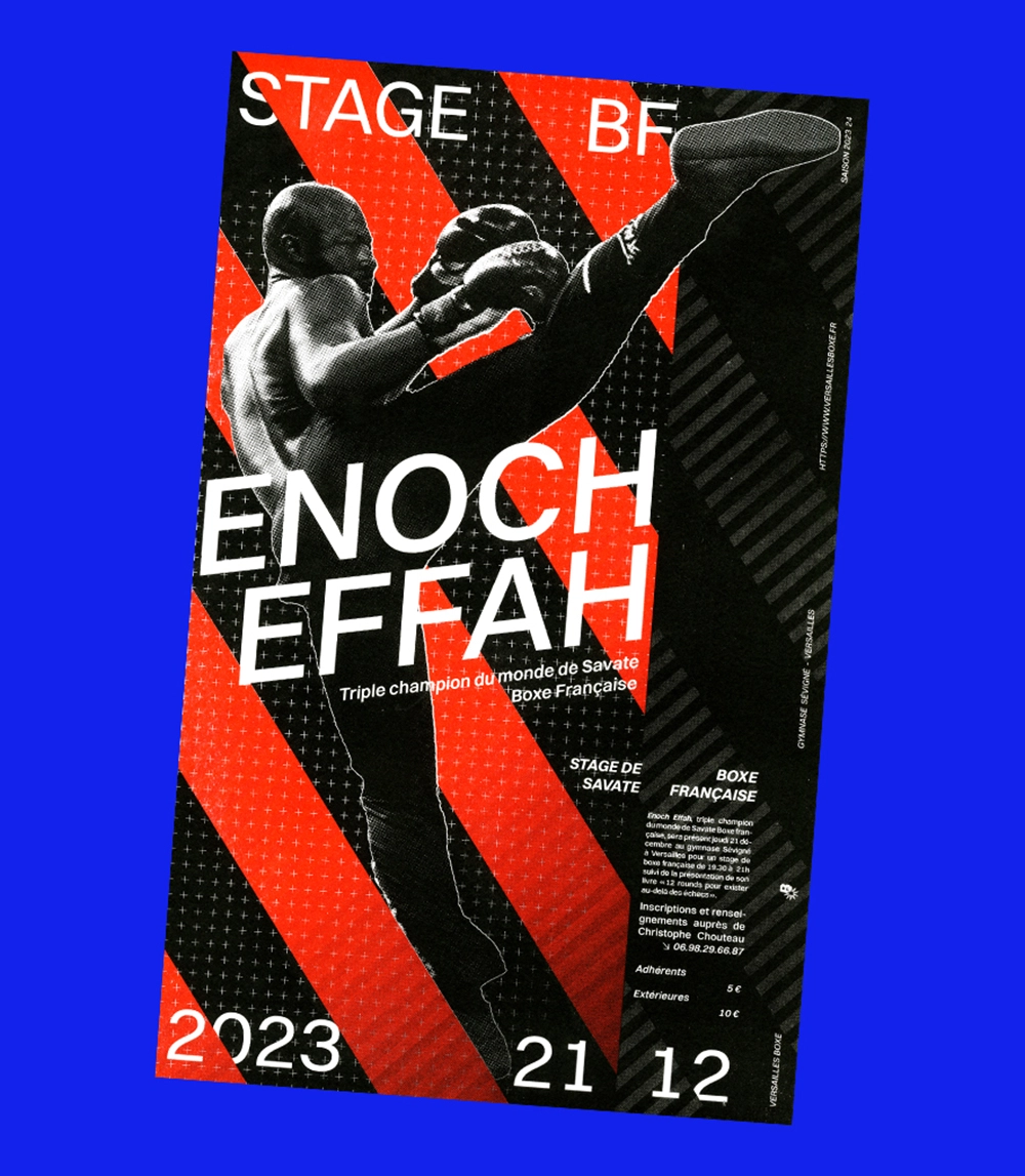 Affiche pour un stage de Enoch Effah au club Versailles Boxe, 2023-2024