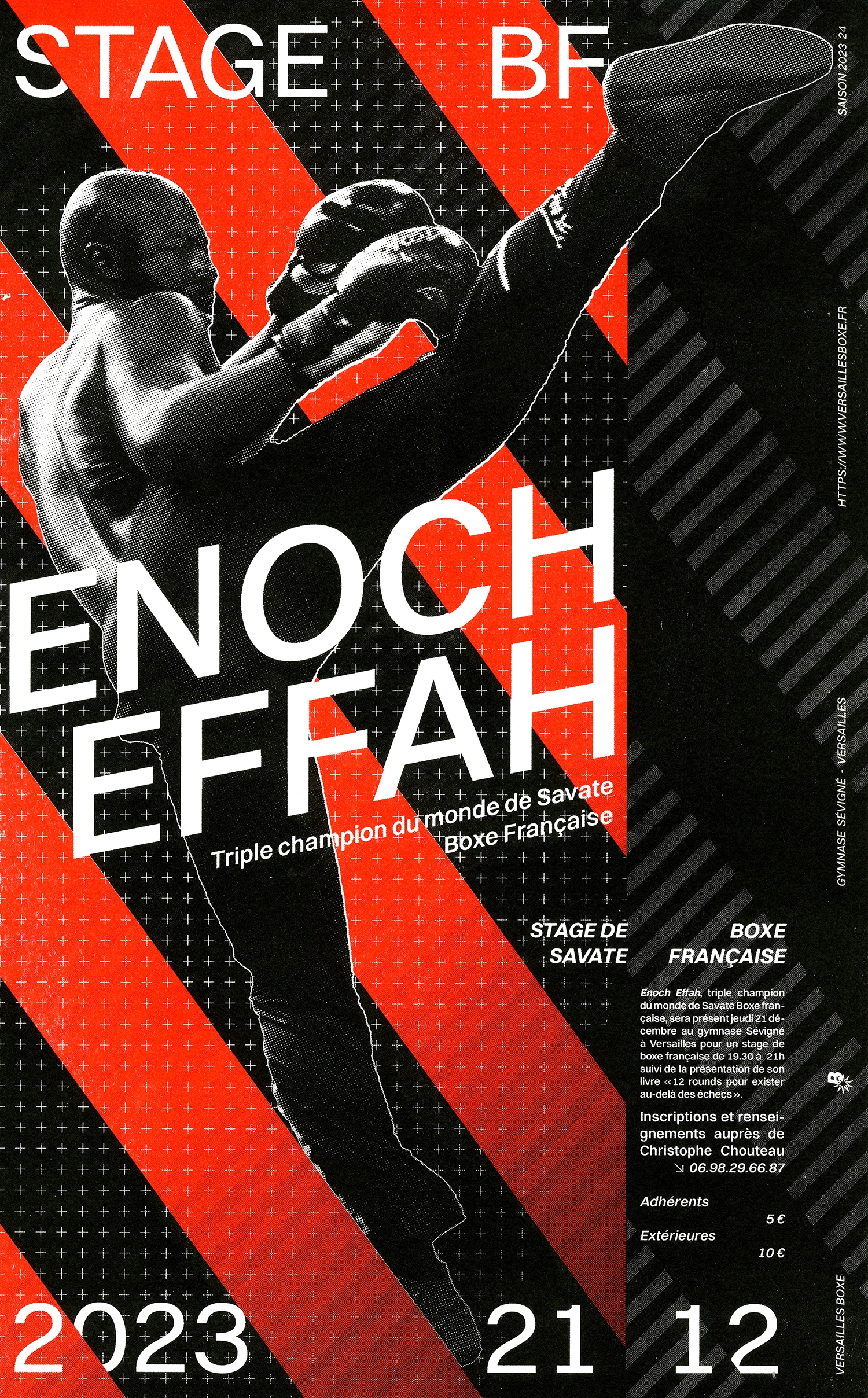 Affiche pour un stage de Enoch Effah au club Versailles Boxe, 2023-2024